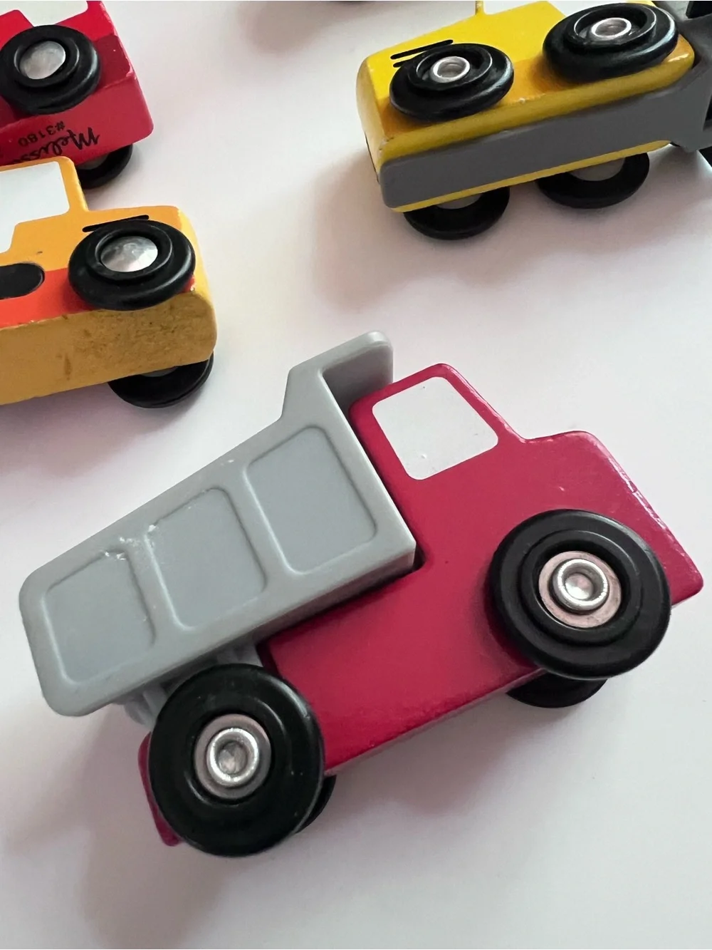 Melissa & Doug Wooden Construction Vehicles Set - 5 Toy Trucks
